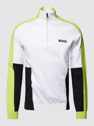 BOSS Green Strickpullover im Colour-Blocking-Design Modell 'Zolkar' Offwhite 1