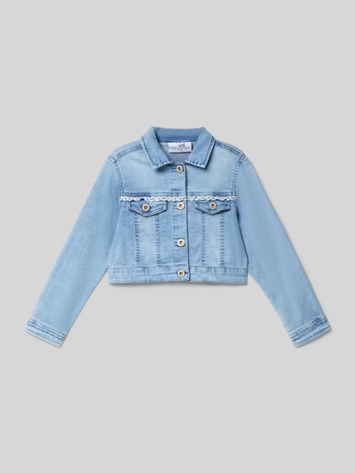 Happy Girls Regular Fit Jeansjacke mit Spitzenbordüre Blau 1