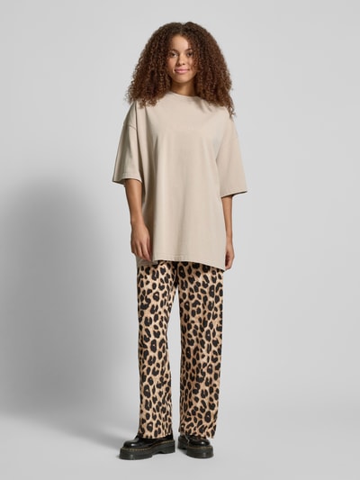 Pieces Loose fit stoffen broek met all-over print, model 'GURLA' Metallic zwart - 1