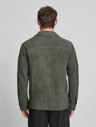 Marc O'Polo Regular Fit Ziegenlederjacke mit Brusttasche Oliv 5