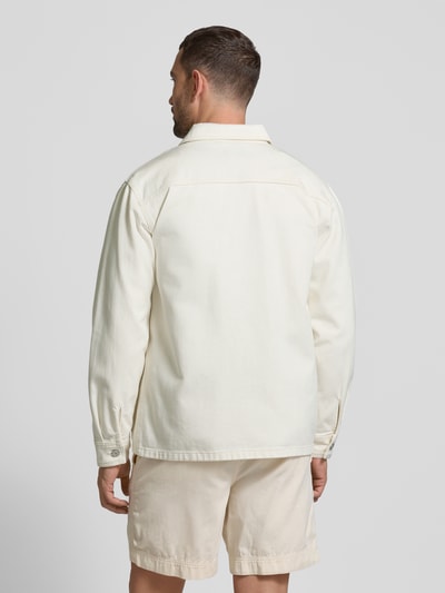 Lacoste Relaxed Fit Hemdjacke mit Eingrifftaschen Offwhite 5