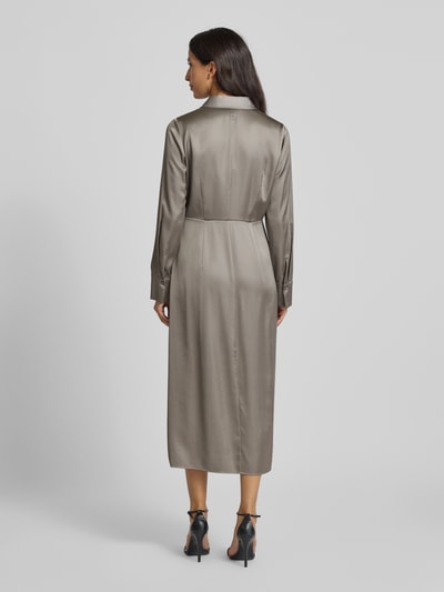 Marc Cain Midikleid aus Viskose-Mix mit V-Ausschnitt Taupe 5