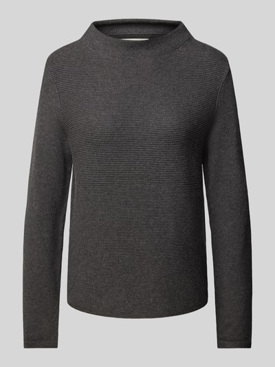 Marc O'Polo Slim Fit Strickpullover aus hochwertiger Baumwolle mit feinem Linksstrick Dunkelgrau Melange 2