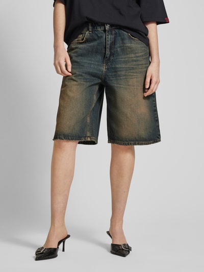 Review Baggy Fit Jeansshorts im 5-Pocket-Design Dunkelblau 4