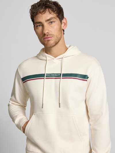 Tom Tailor Denim Regular fit hoodie van katoenmix Offwhite - 3