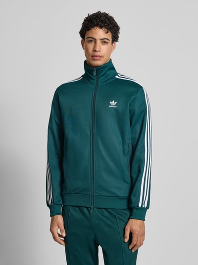 adidas Originals Slim Fit Trainingsjacke mit Logo-Stitching Modell 'Classic' Dunkelgruen 4