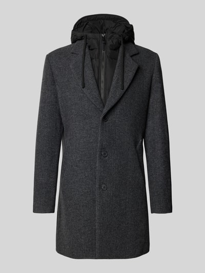 Antony Morato Regular fit lange jas in dubbele-laagjeslook Antraciet gemêleerd - 2