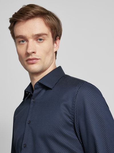 Jake*s Koszula biznesowa o kroju super slim fit z tkaniny two-ply z kołnierzykiem typu kent Granatowy 3