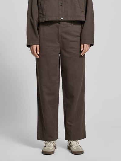 Marc O'Polo Regular Fit Weite Hose aus Baumwoll-Lyocell-Leinen-Mix Mittelbraun 4
