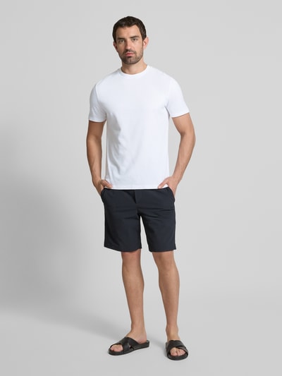 Strellson T-shirt z prążkowanym, okrągłym dekoltem model ‘Fisher’ Biały 1