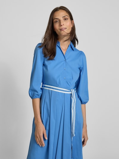 More & More Knielange overhemdjurk met strikceintuur Blauw - 3