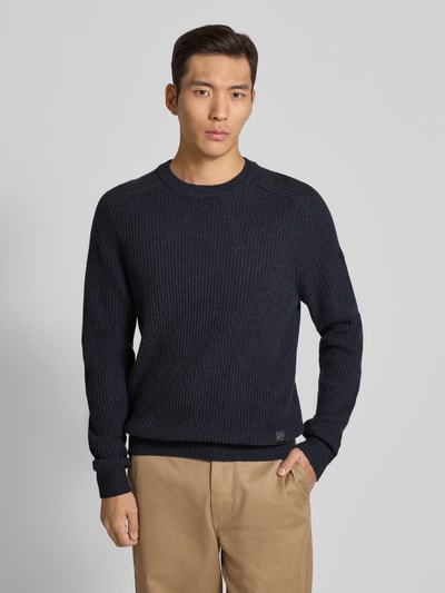 camel active Gebreide trui van wol met ronde hals Marineblauw - 4