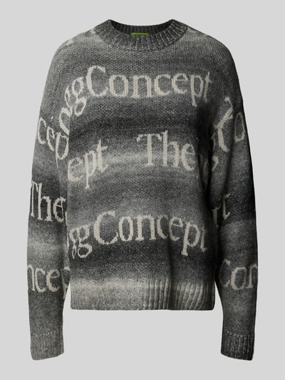 TheJoggConcept Sweter z dzianiny z wyhaftowanym logo model ‘OBI’ Antracytowy 2