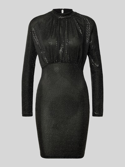 Vero Moda Figurbetones Paillettenkleid mit Schulterpolstern Modell 'EVALINE' Metallic Black 2