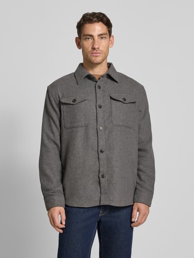 SELECTED HOMME Regular fit overhemdjack met wol, model 'LOSEPABLO' Donkergrijs - 4