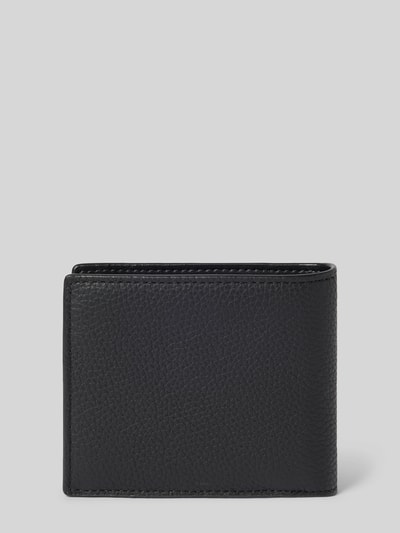 Produktfoto, Portemonnaie mit Label-Detail Modell 'HUDSON BILLFOLD' von Michael Kors, schwarze Lederstruktur, glatte Kanten, Karten- und Münzfach