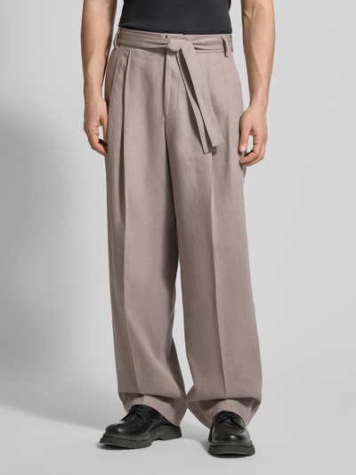 HUGO Regular Fit Weite Hose aus Hanf-Lyocell-Mix Modell 'FEDIX244F1X' Hellbraun 4
