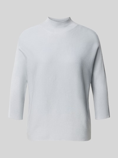 Produktfoto, Regular Fit Pullover aus Viscosemix von comma, lichtblauw, tricotlook, opstaande kraag, 1/2-mouwen, ruglengte maat 36: 58 cm, mouwlengte maat 36: 43 cm