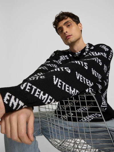 VETEMENTS Oversized Wollpullover in Strick-Optik Black 3