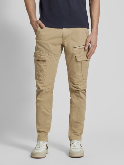 PME Legend Tapered Fit Cargohose mit Label-Stitching Beige 4