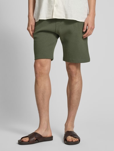 MCNEAL Korte regular fit broek met structuurmotief Kaki - 4