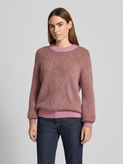Fynch-Hatton Sweter z dzianiny z mieszanki wełny z alpaki z okrągłym dekoltem Różowawy 4