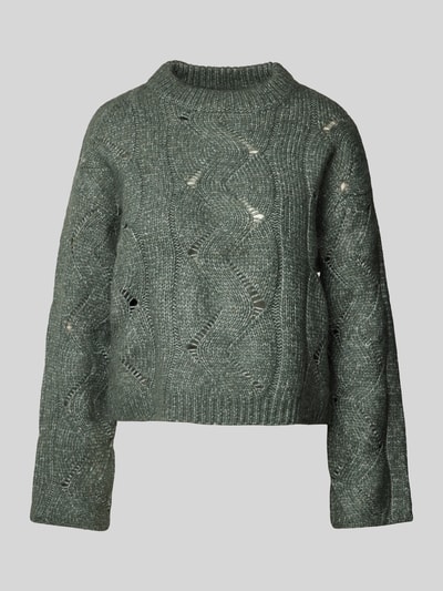 Vero Moda Relaxed fit gebreide pullover met wol, model 'LINA' Rietgroen - 1