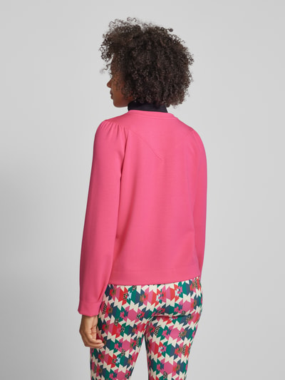 Marc Cain Sweatshirt mit geripptem Rundhalsausschnitt Pink 5