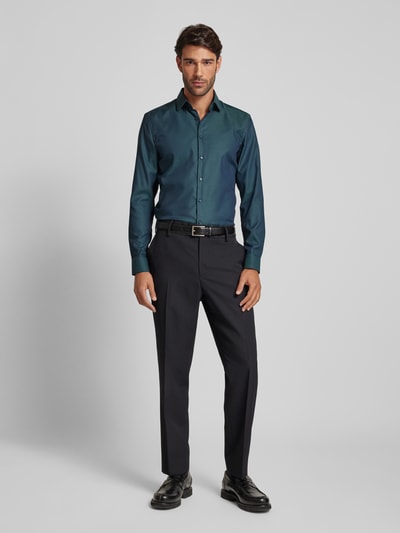 Jake*s Super Slim Fit Business-Hemd mit Kentkragen Gruen 1