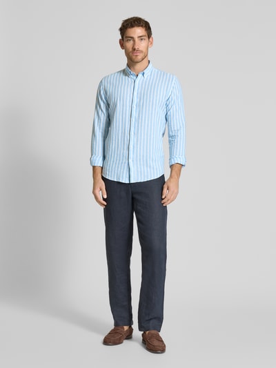 Lindbergh Slim fit vrijetijdsoverhemd met button-downkraag Lichtblauw - 1