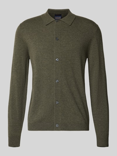 Christian Berg Men Strickjacke aus Baumwoll-Kaschmir-Mix Oliv Melange 2