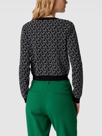 MICHAEL Michael Kors Strickjacke mit Allover-Label-Muster (black  