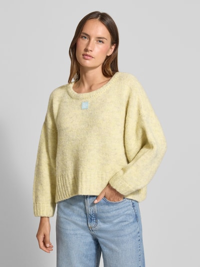 American Vintage Relaxed Fit Strickpullover mit Rundhalsausschnitt Modell 'EAST' Hellgelb Melange 4