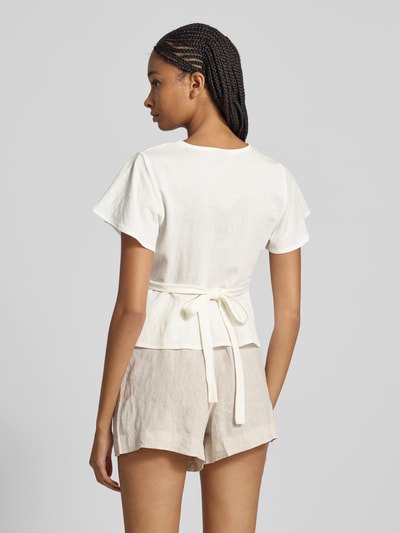 Gina Tricot Blusenshirt mit V-Ausschnitt Offwhite 5