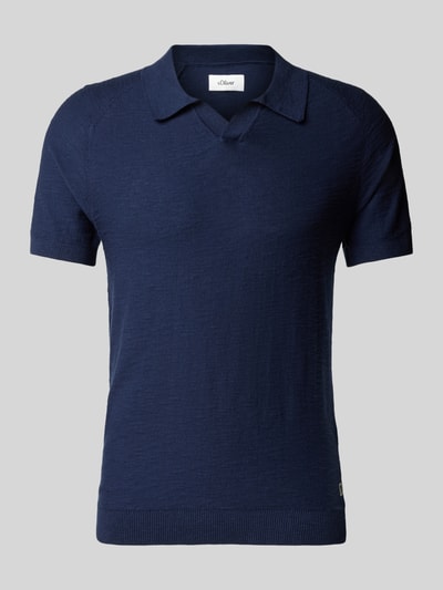 s.Oliver RED LABEL Regular fit poloshirt met structuur van vlamgaren Donkerblauw - 2