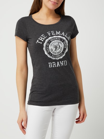 Tom Tailor Denim T-shirt met logoprint Antraciet gemêleerd - 4