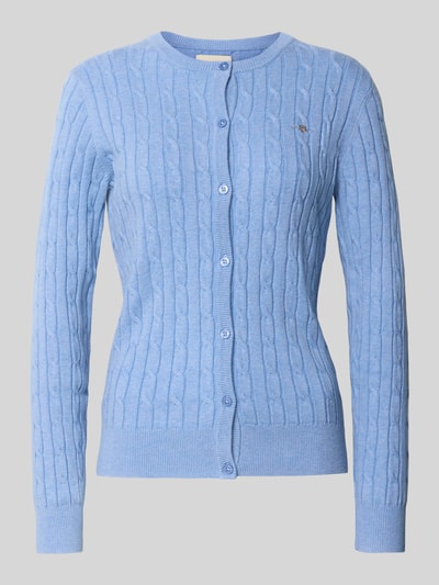 Gant Kardigan ze ściegiem warkoczowym i wyhaftowanym logo Jasnoniebieski 2