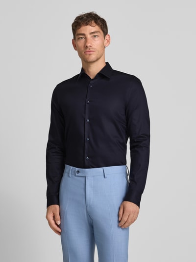 BOSS Slim fit zakelijk overhemd met extra lange mouwen, model 'HANK' Marineblauw - 4