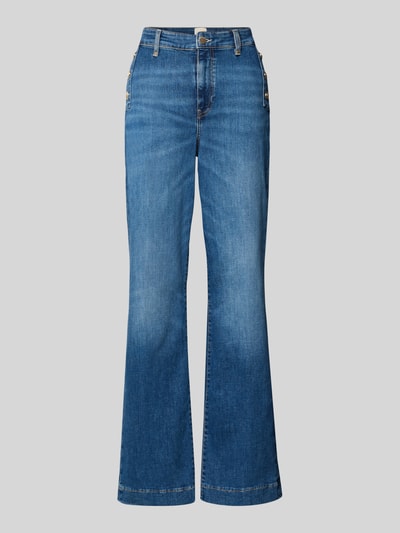 Produktfoto, Jeans im Used-Look Modell 'NEW FAYE PANT' von Guess, bawełniany mix ze stretchem, szerokie nogawki, niebieski denim, Szerokość w rozmiarze 27/32: 37 cm, długość nogawki 83 cm