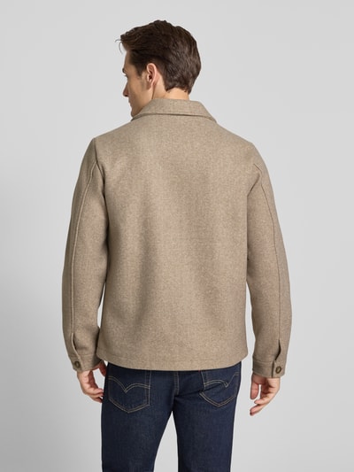Casual Friday Regular fit overhemdjack met borstzakken, model 'MOBERG' Taupe gemêleerd - 5