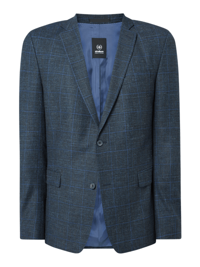 Strellson Slim fit 2-knoops colbert met linnen, model 'Alzer'  Marineblauw - 2