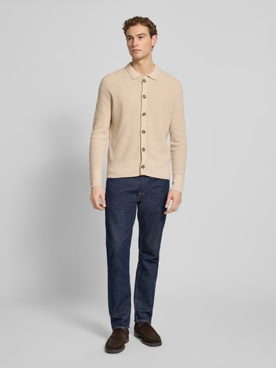 FTC-Cashmere Regular Fit Strickjacke mit Kaschmir-Anteil Beige 1