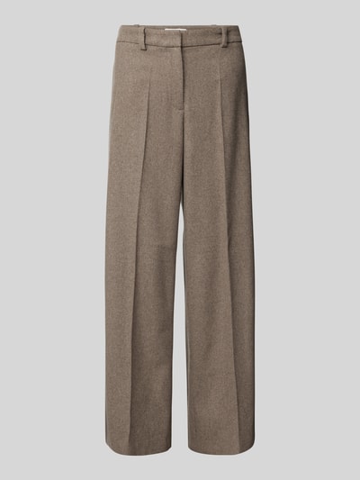 Marc O'Polo High waist wijde broek van Italiaanse wolmix Taupe - 2