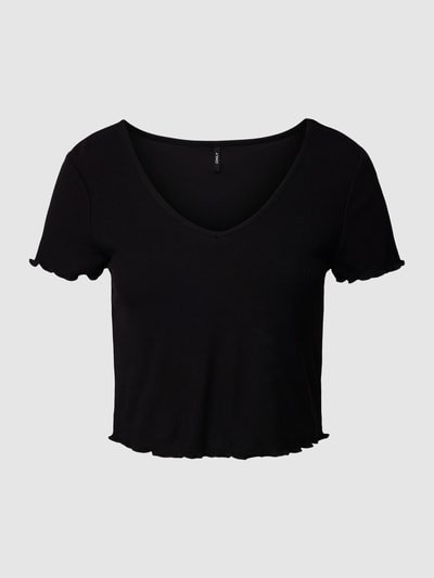 Only Crop Top mit V-Ausschnitt Modell 'KIKA' Black 2