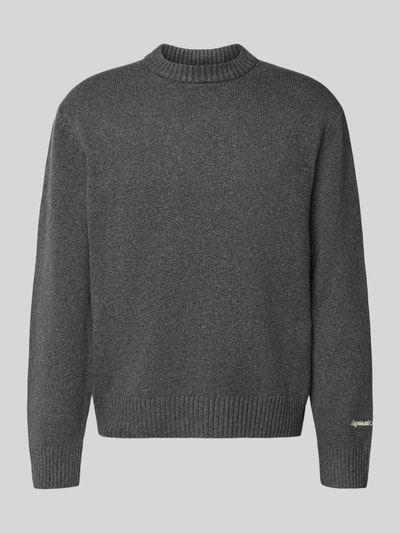 Jack & Jones Strickpullover mit Label-Stitching Modell 'NORREBRO' Dunkelgrau Melange 2