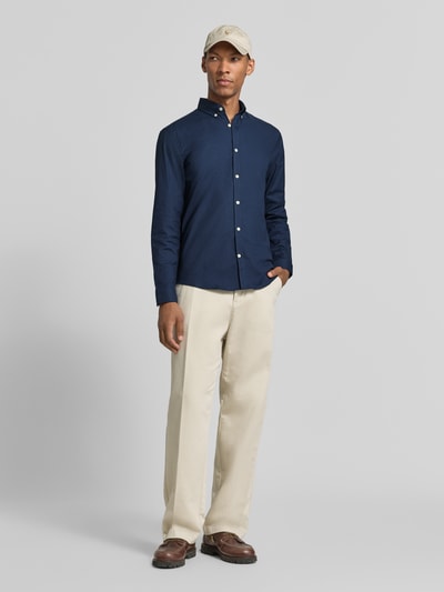 Lindbergh Regular Fit Freizeithemd aus Baumwoll-Mix Modell 'Oxford' Marine 1