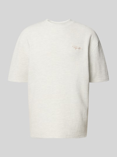 Produktfoto, Oversized T-Shirt mit Strukturmuster und Label-Stitching von Pegador aus reiner Baumwolle, Herren T-Shirt, grau, Rundhalsausschnitt