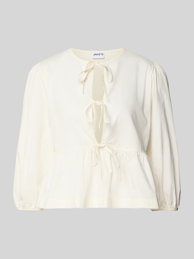 Jake*s Casual Slim Fit Bluse mit tiefem V-Ausschnitt Offwhite 2