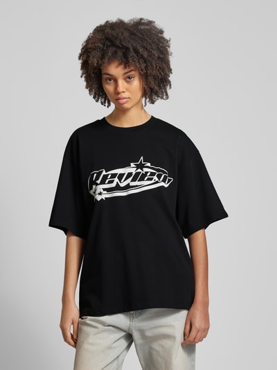 Review Oversized T-Shirt mit Label-Print Black 4