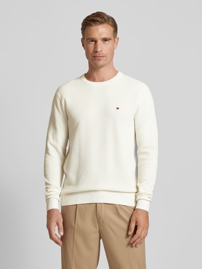 Tommy Hilfiger Gebreide pullover met ronde hals Offwhite - 4